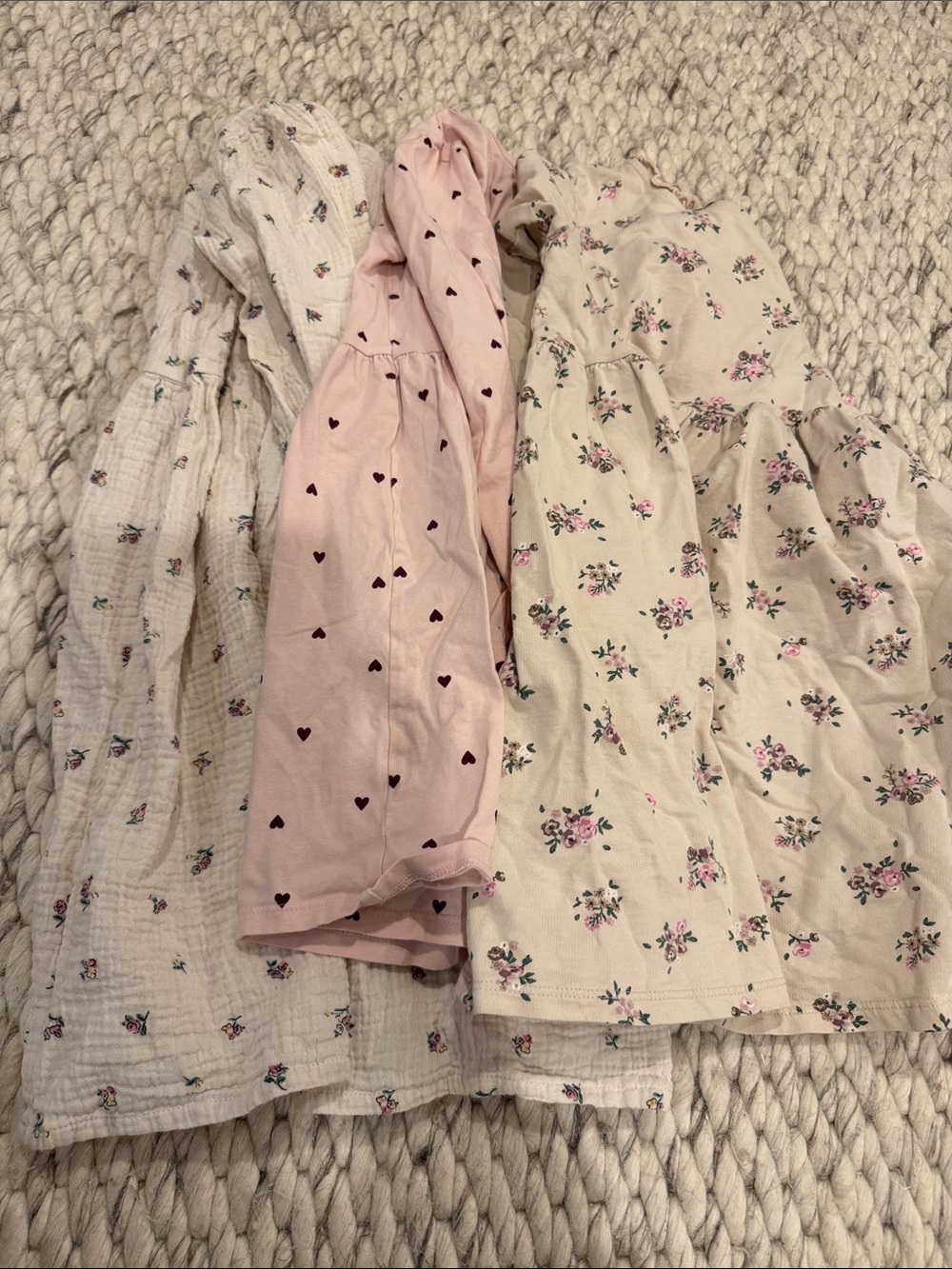 H&M Cream and Pink Floral & Heart Patterned Girls' Dresses